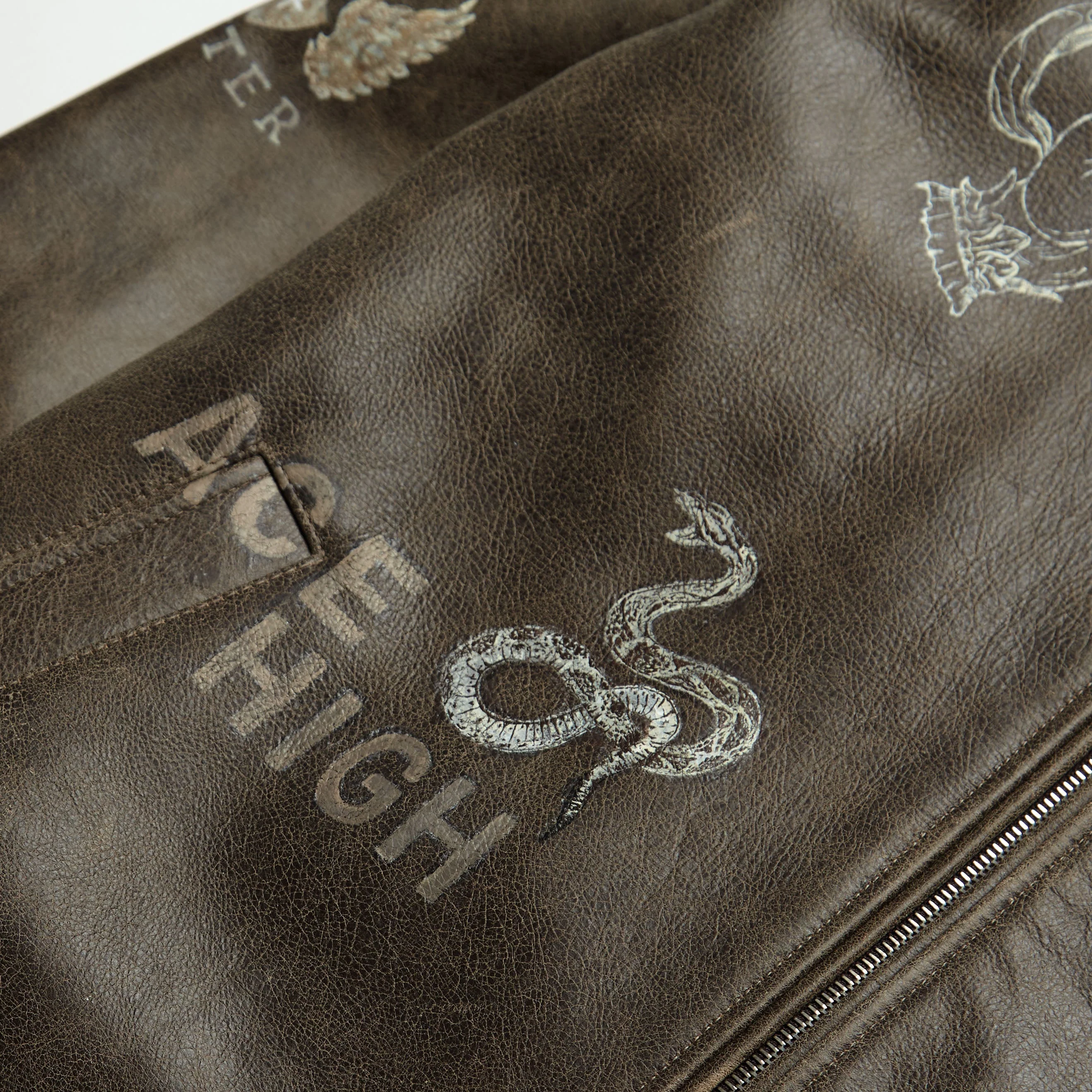 Hand-Painted Dark Brown Leather Jacket - Image 7