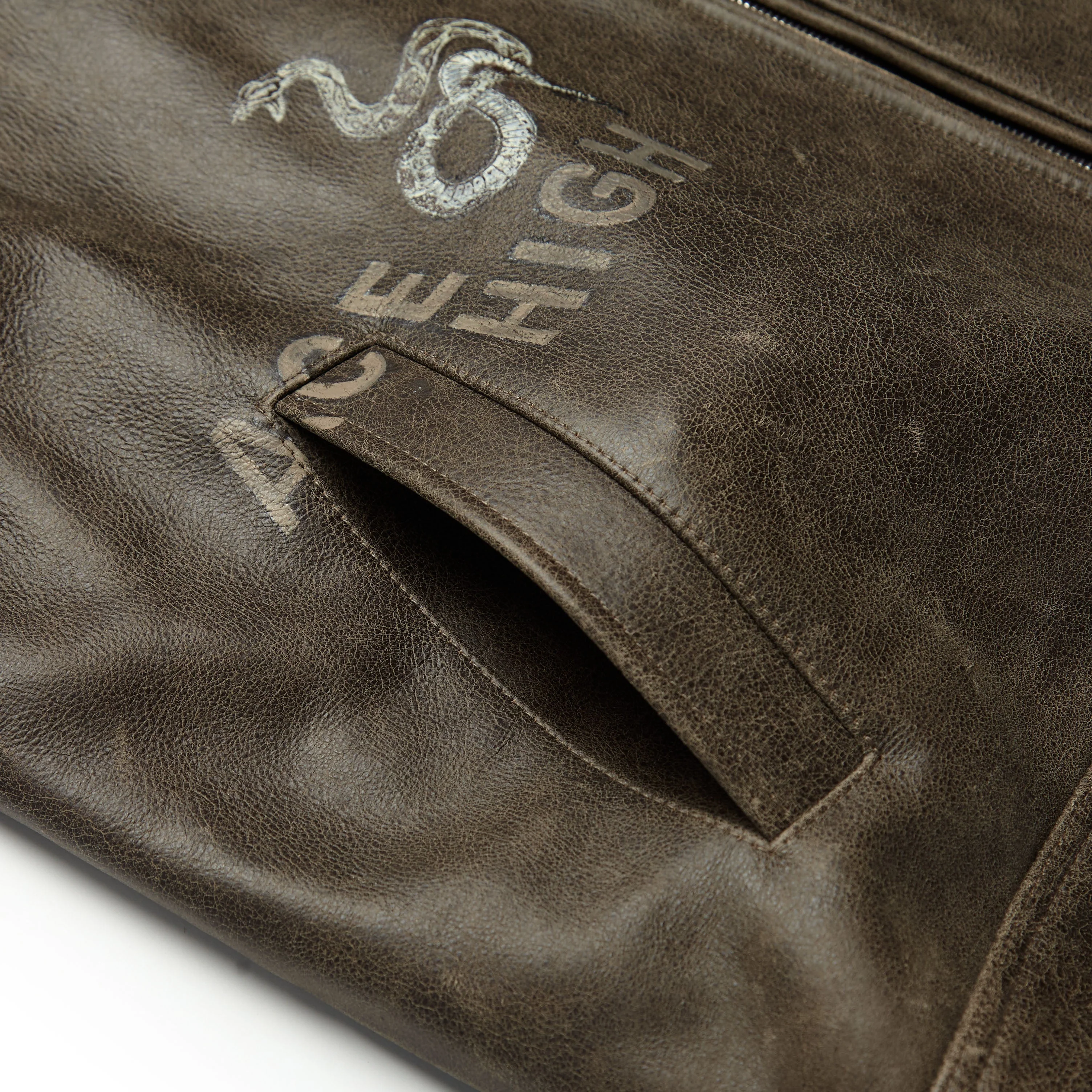 Hand-Painted Dark Brown Leather Jacket - Image 8