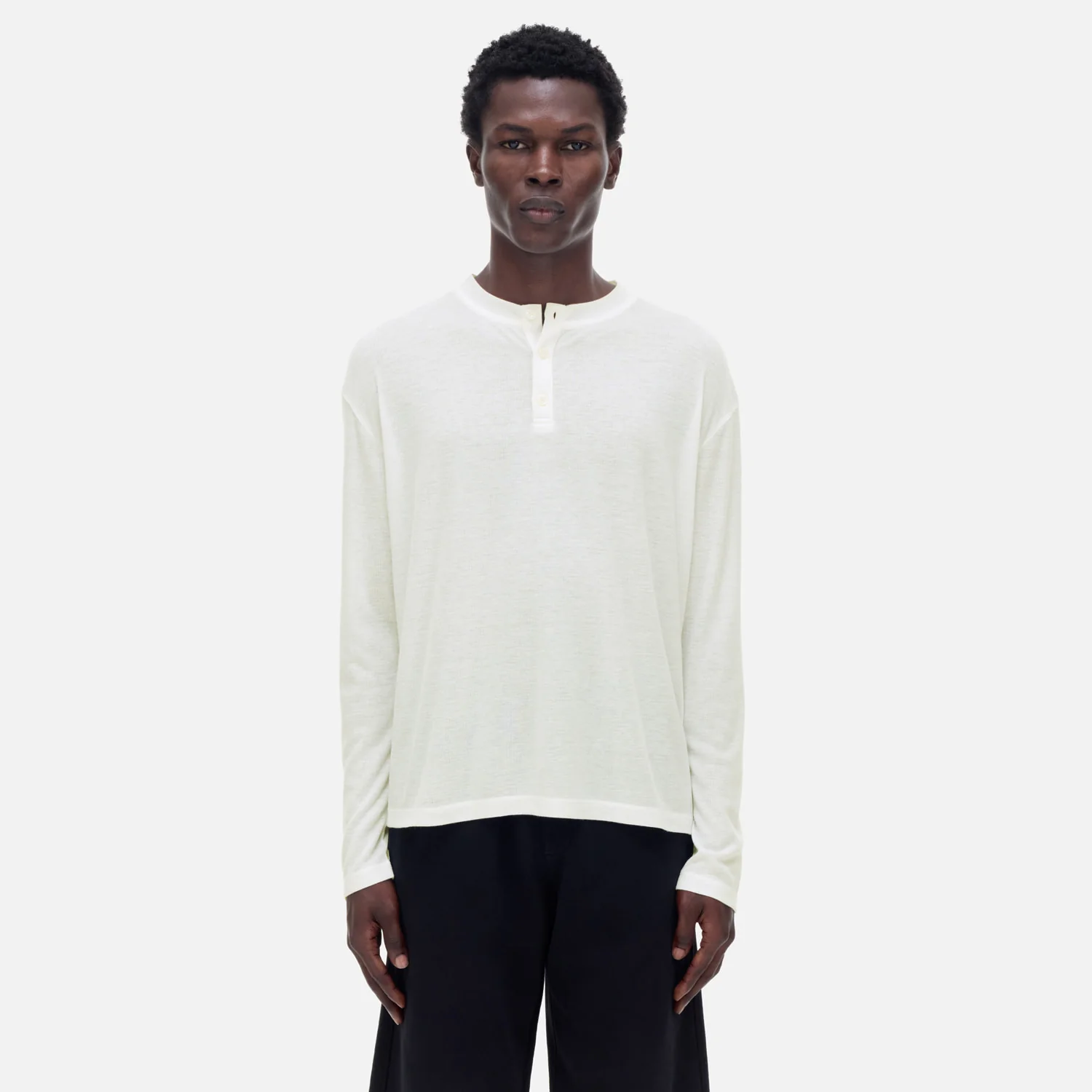 CB Relaxed White Henley - Image 3