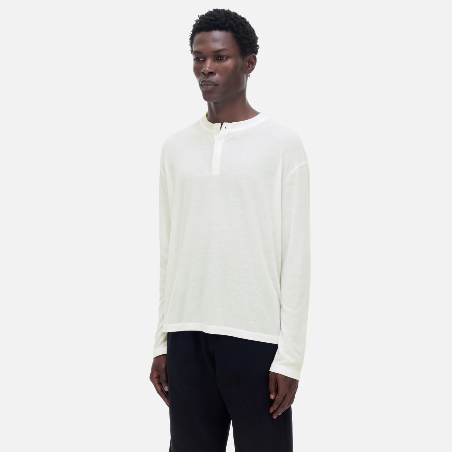 CB Relaxed White Henley - Image 4