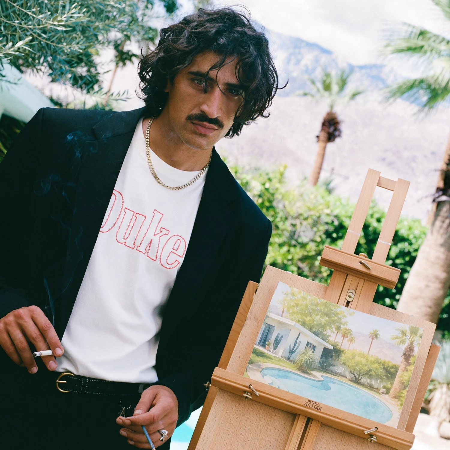 Duke Vintage White Chainstitch T-Shirt - Image 7