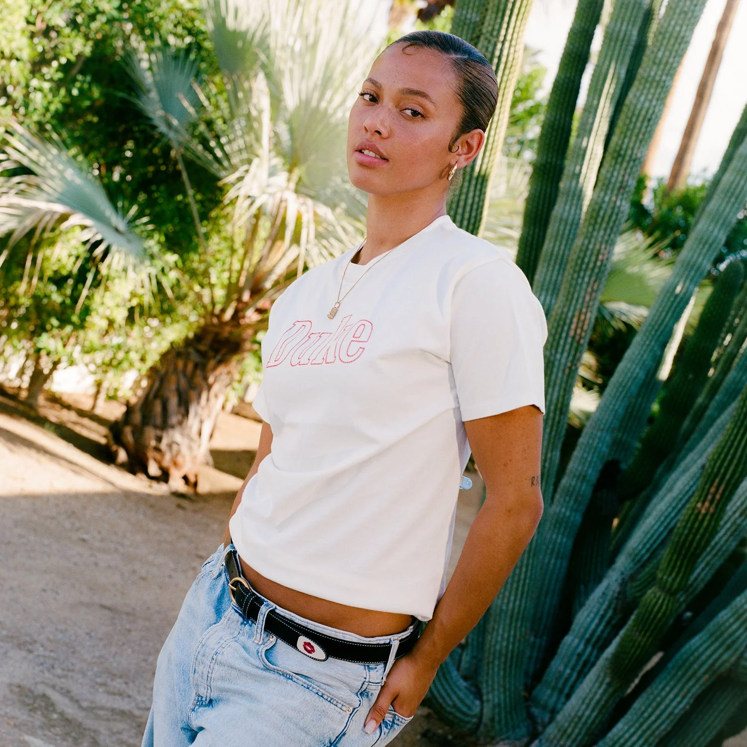 Duke Vintage White Chainstitch T-Shirt - Image 8