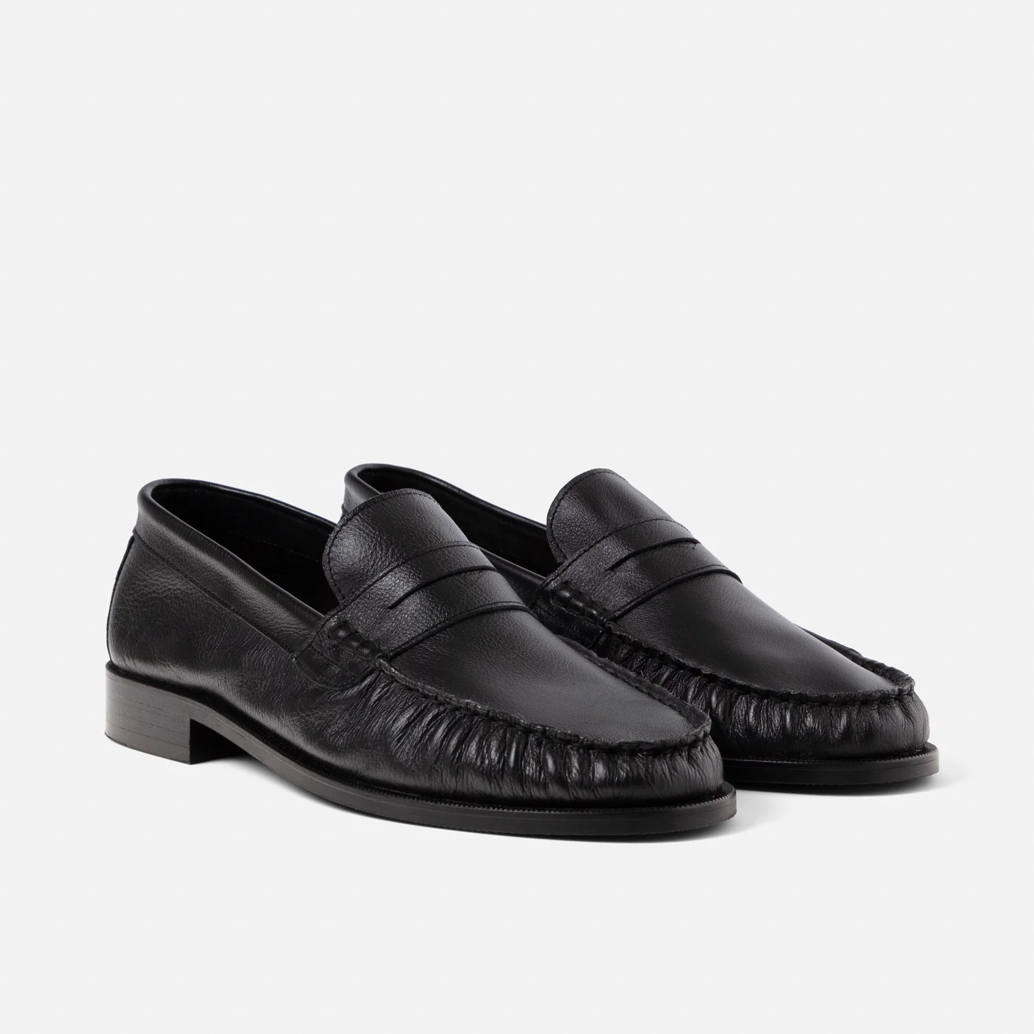 Ezra Black Tumbled Ruched Loafer - Men's - Image 3