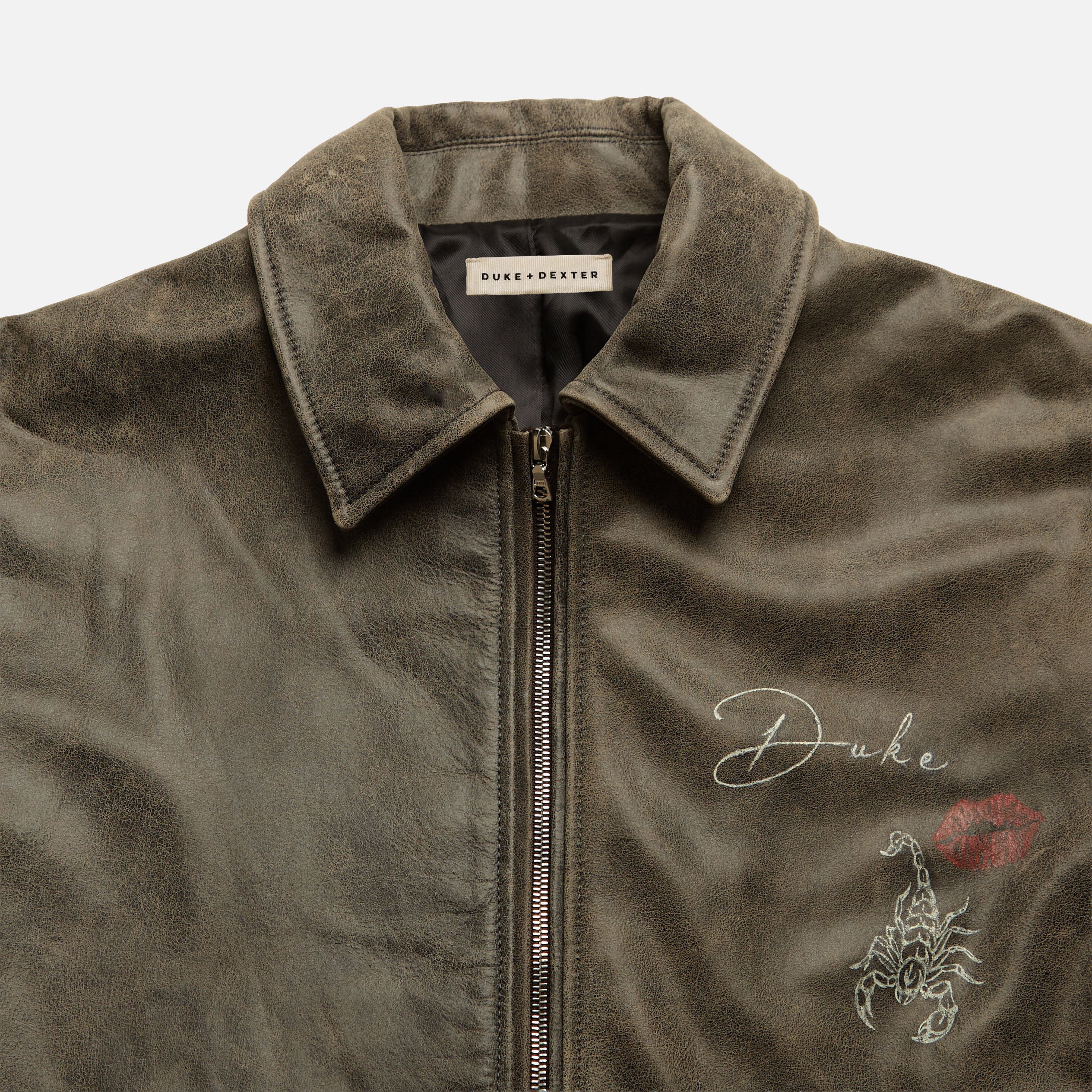 Hand-Painted Pin Up Hard To Get Washed Black Jacket - Image 7