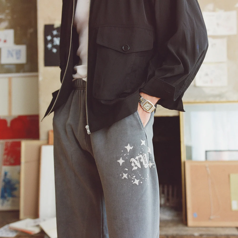 NY Paint Splatter Washed Grey Sweat Pant - Image 6
