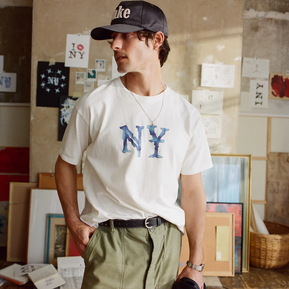 NY Watercolour Vintage White T-Shirt - Image 2