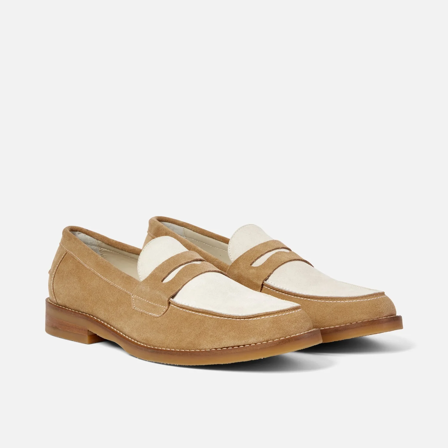 Wilde Beige + White Suede Penny Loafer - Men's - Image 3