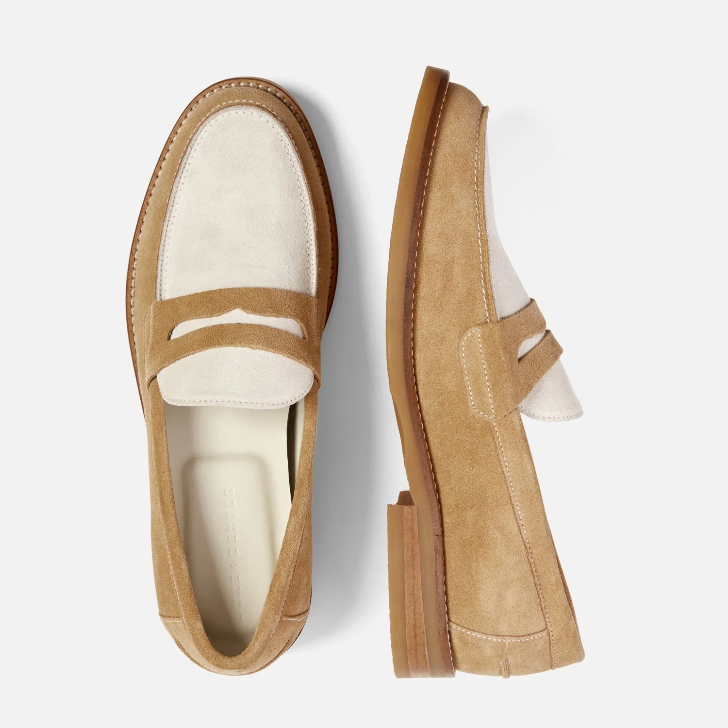 Wilde Beige + White Suede Penny Loafer - Men's - Image 4