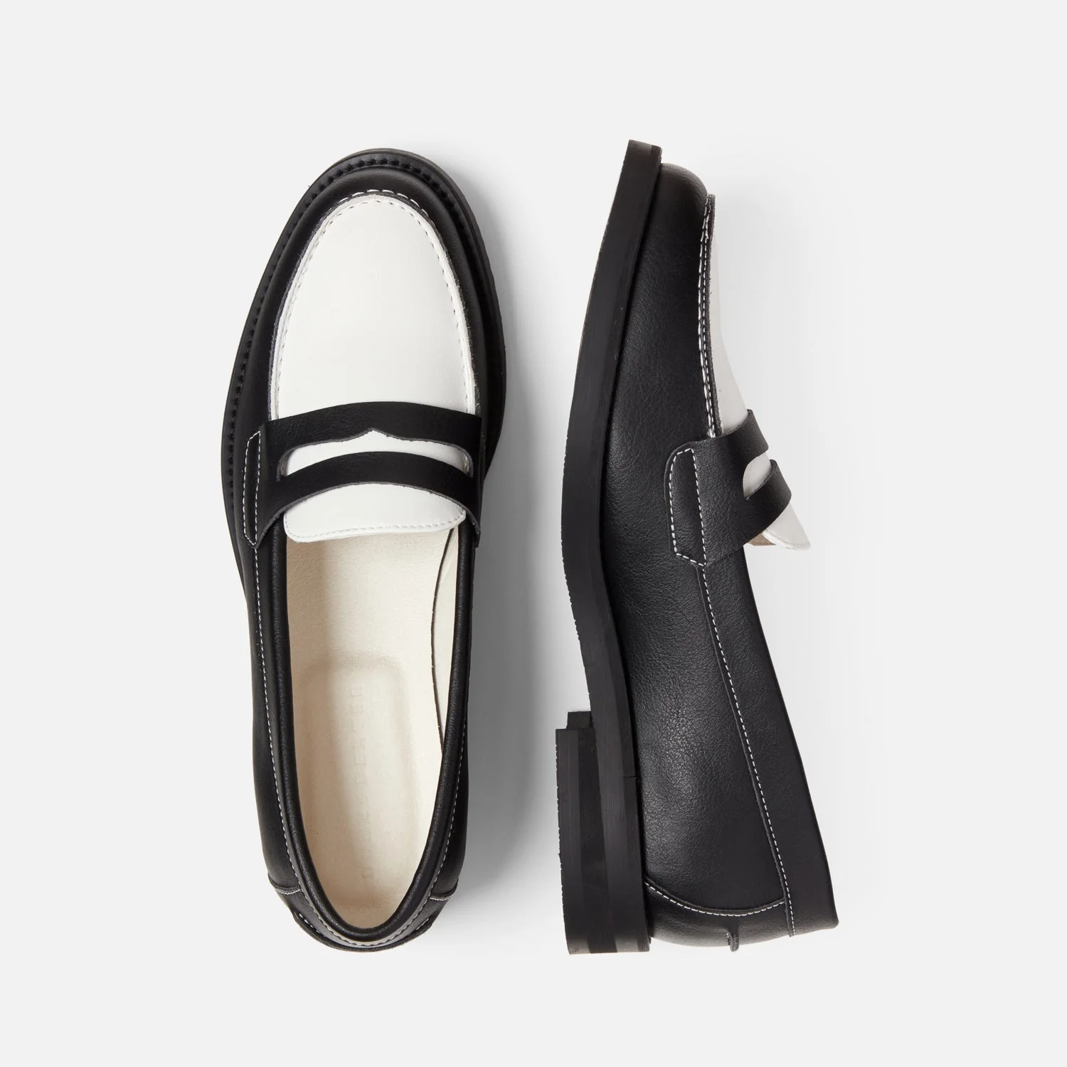 Wilde Black + White Vegan Penny Loafer - Women's - Image 4