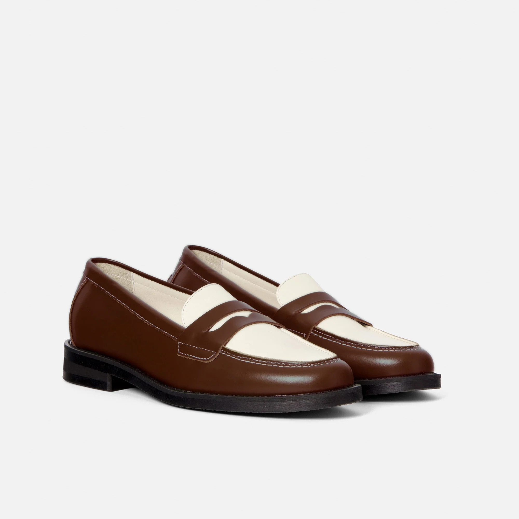 Wilde Chestnut + White Penny Loafer - Women's - Image 3