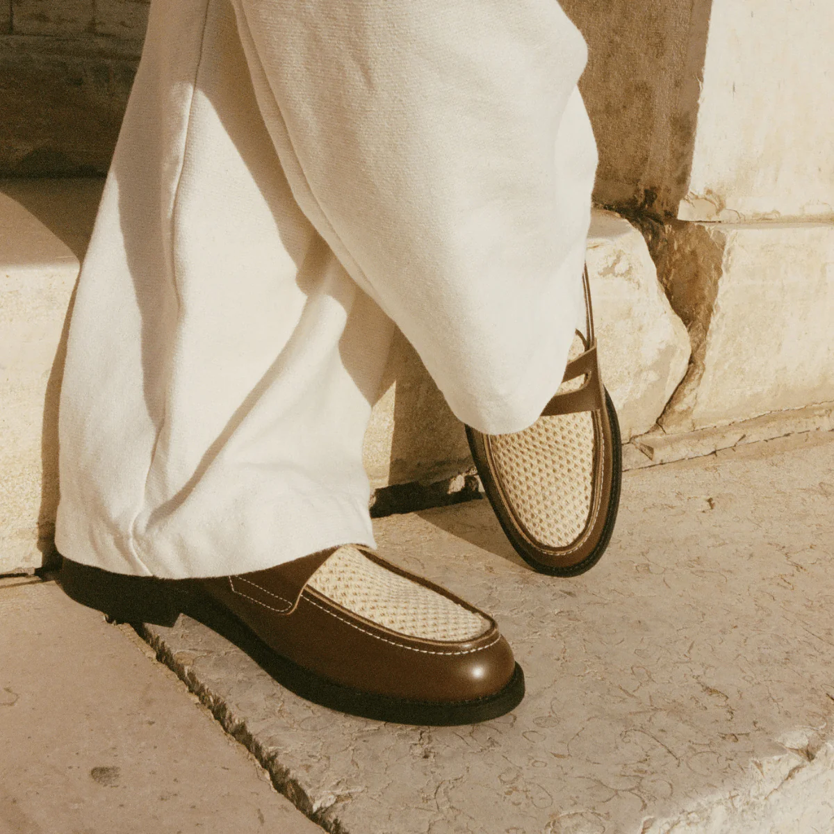 Wilde Chestnut + White Rattan Penny Loafer - Men's - Image 8