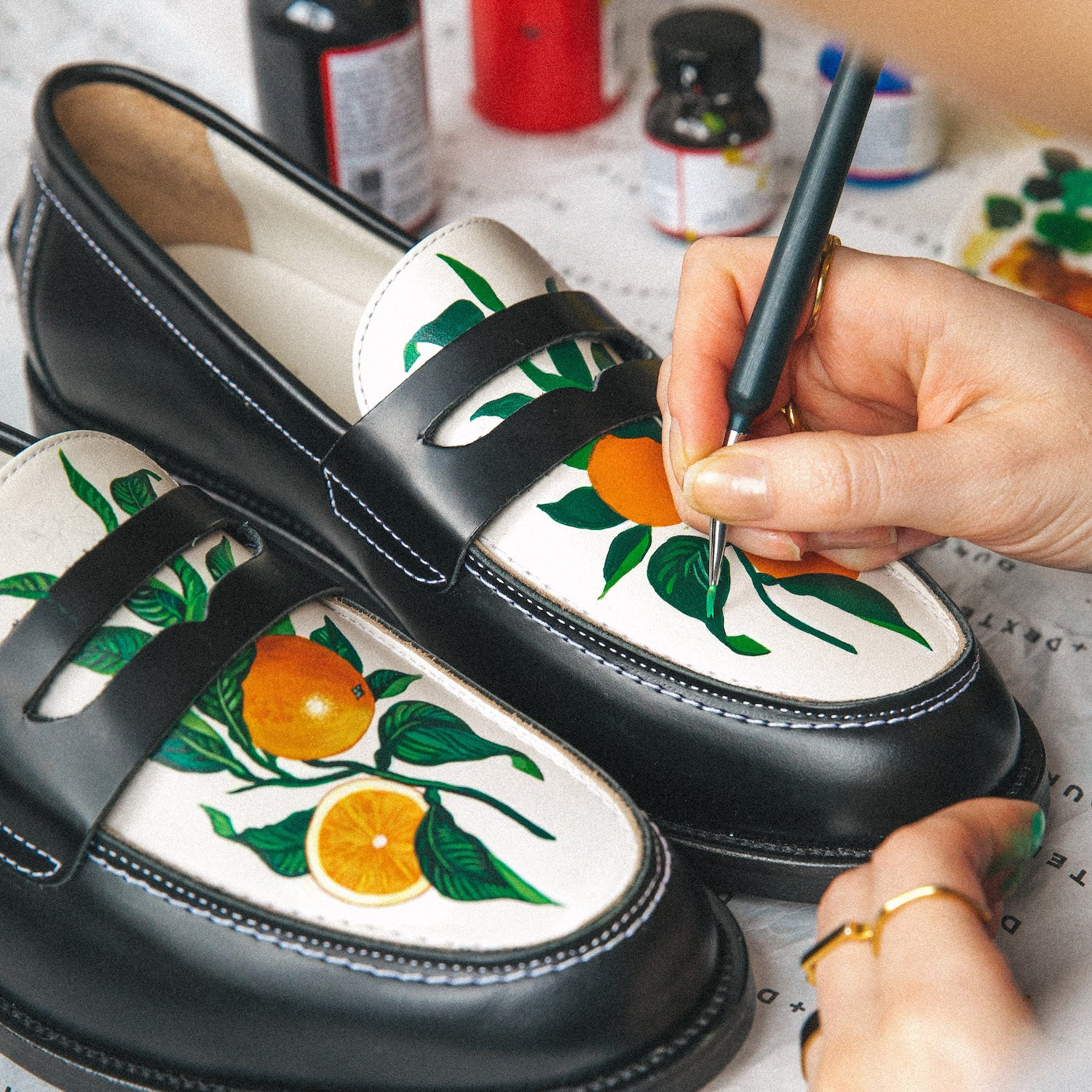 Wilde Hand-Painted Orange Penny Loafer - Women's - Image 9