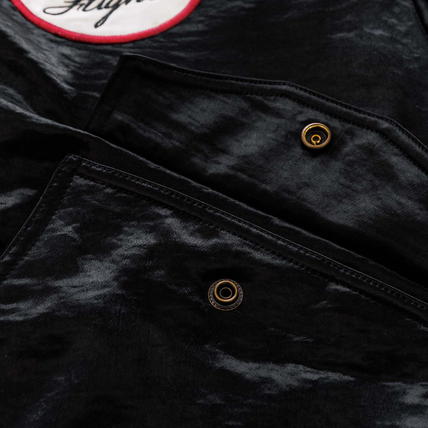 Plus Black Satin Bomber Jacket - Image 6